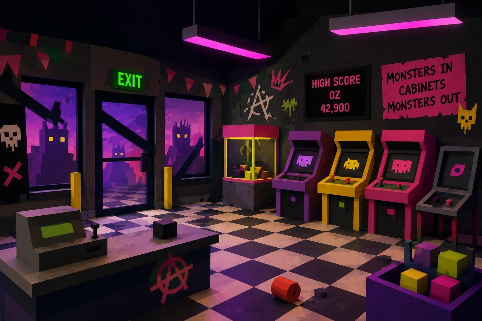 Primitive geometry and emissive arcade machines